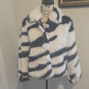 Bailey 44 Black and White Striped Teddy Jacket